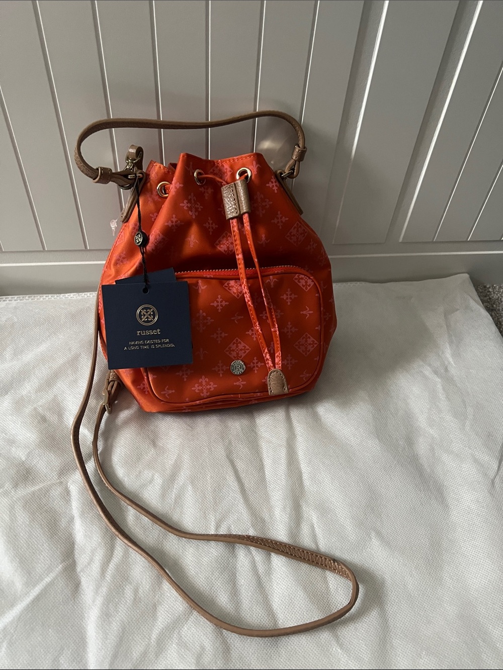 Russet Orange Drawstring Bucket Bag